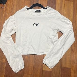 CYCLEBAR branded white NUX cropped sweatshirt